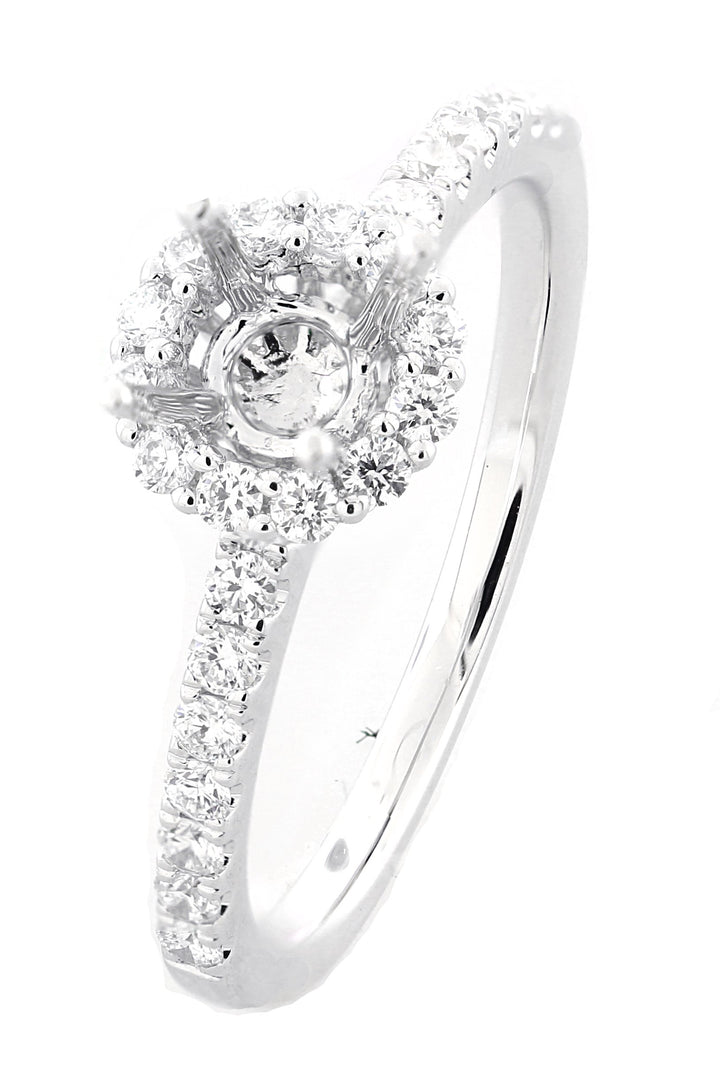 18kt White Gold Diamond Halo Semi Mount