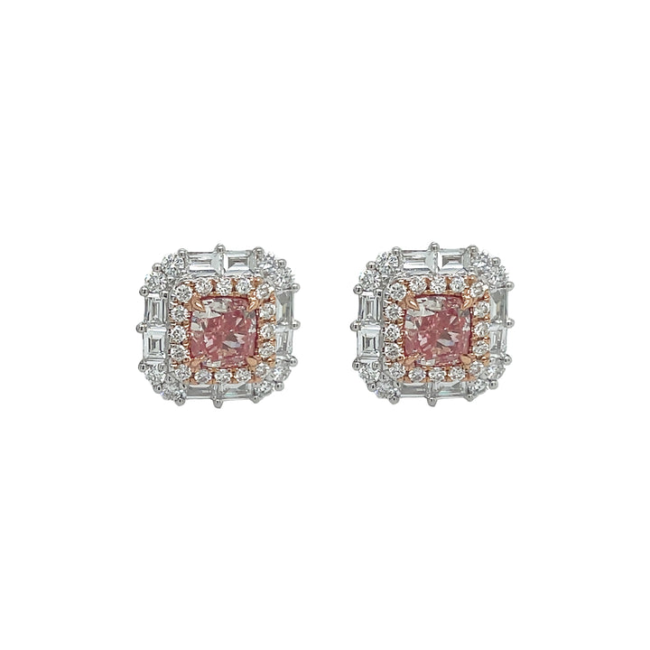 18kt White and Rose Gold Diamond and Pink Diamond Earrings