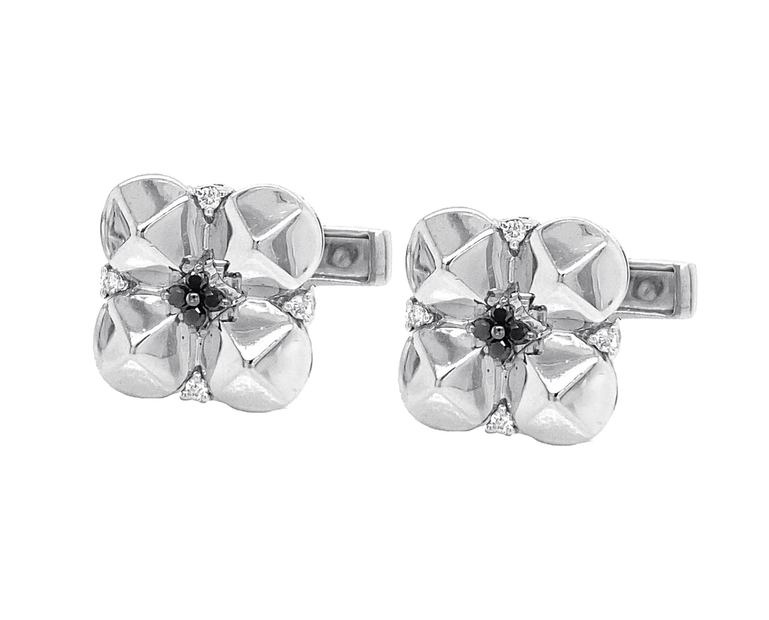 18kt White Gold Diamond Cuff-links