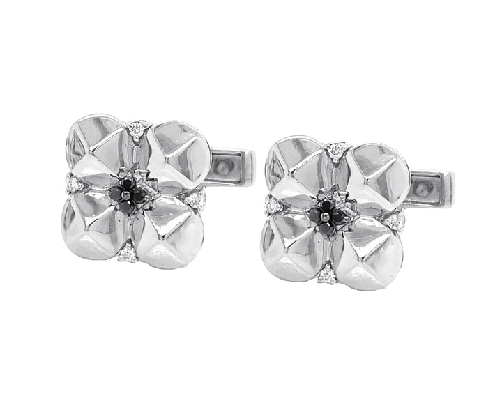 18kt White Gold Diamond Cuff-links