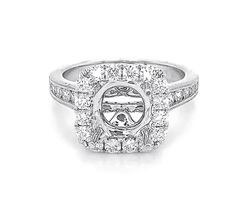 18kt White Gold Diamond Halo Semi Mount