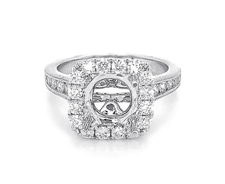 18kt White Gold Diamond Halo Semi Mount