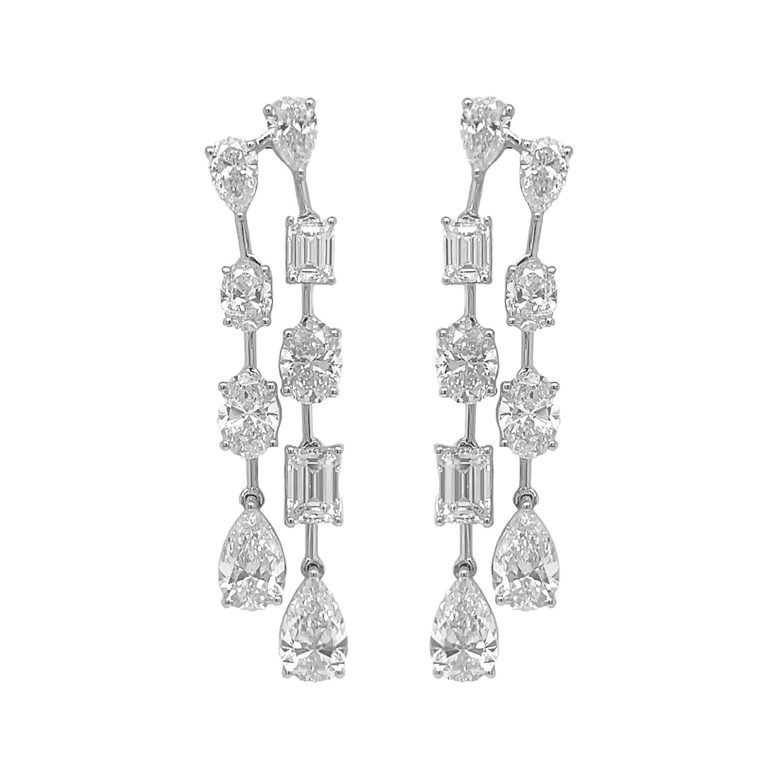 18kt White Gold GIA Certified Diamond Dangling Earrings