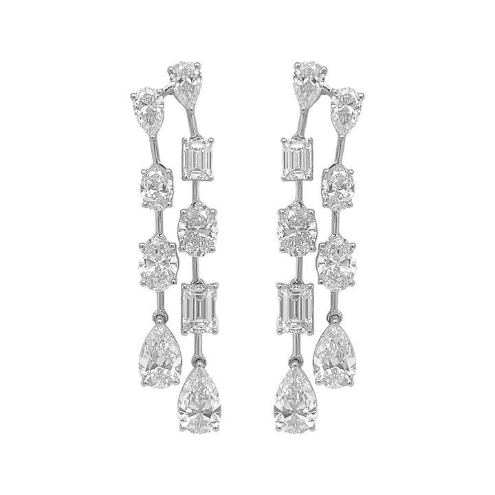 18kt White Gold GIA Certified Diamond Dangling Earrings
