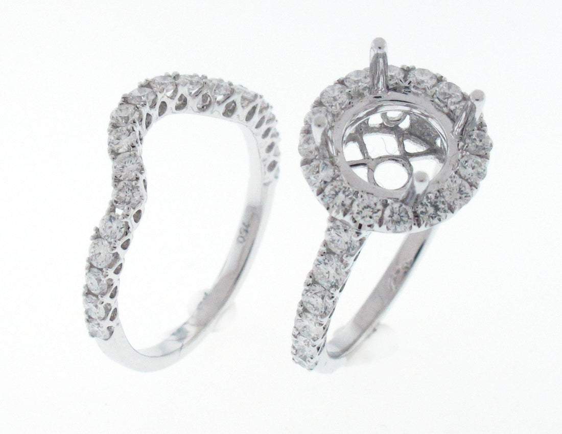 18kt White Gold Diamond Halo Semi Mount