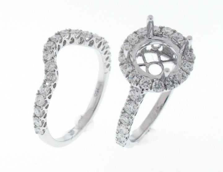 18kt White Gold Diamond Halo Semi Mount