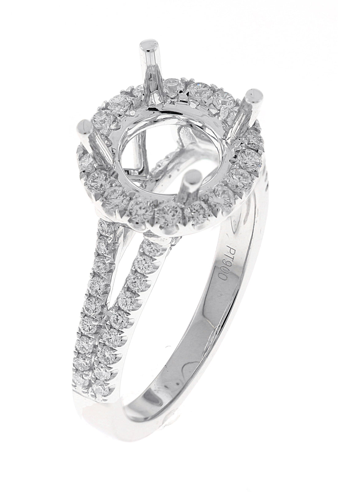 18kt White Gold Diamond Halo Semi Mount