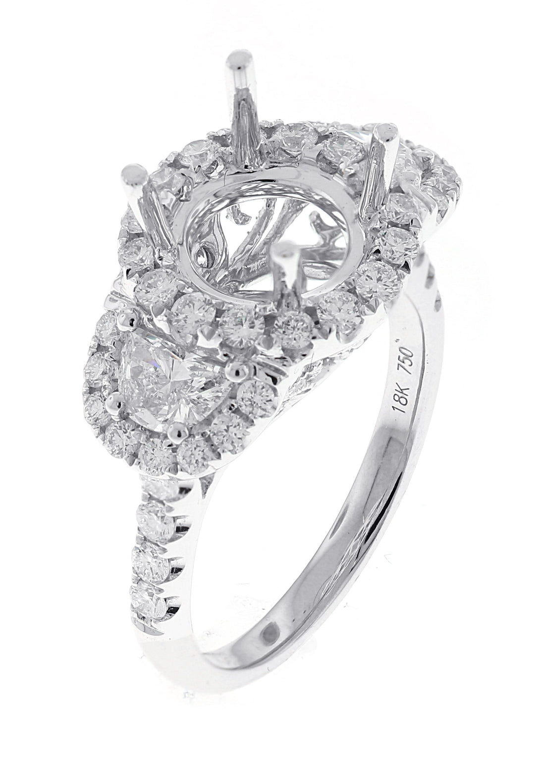 18kt White Gold Diamond Halo Semi Mount