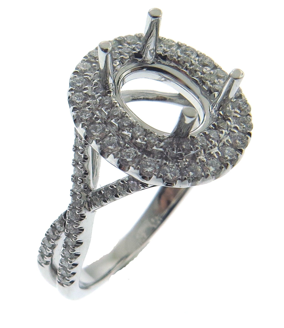 18kt White Gold Diamond Halo Semi Mount