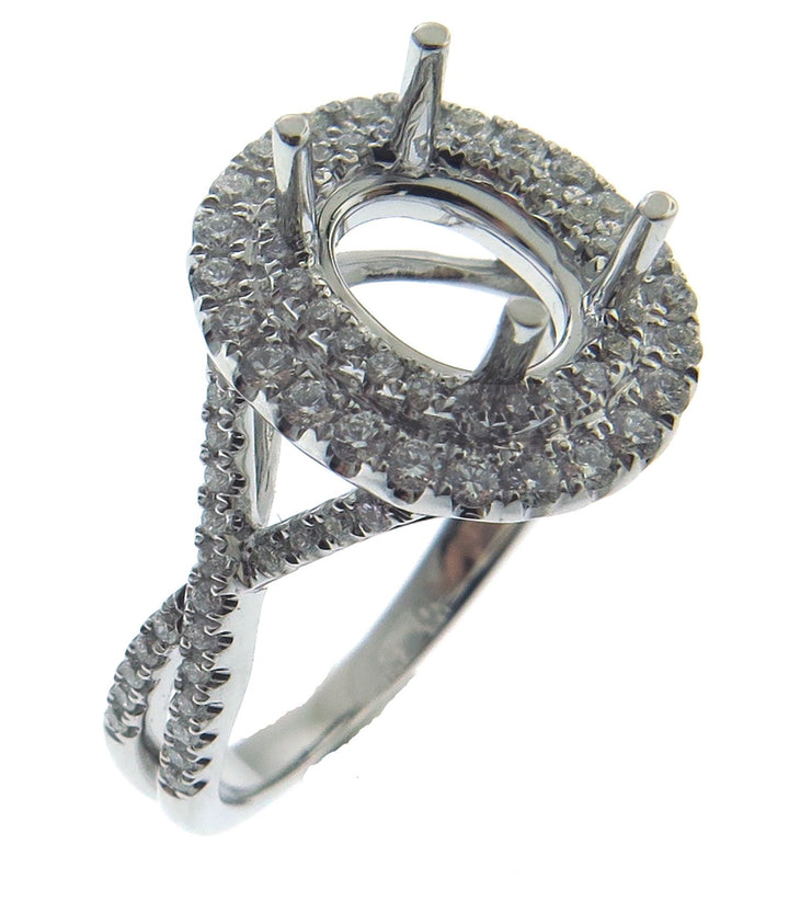 18kt White Gold Diamond Halo Semi Mount