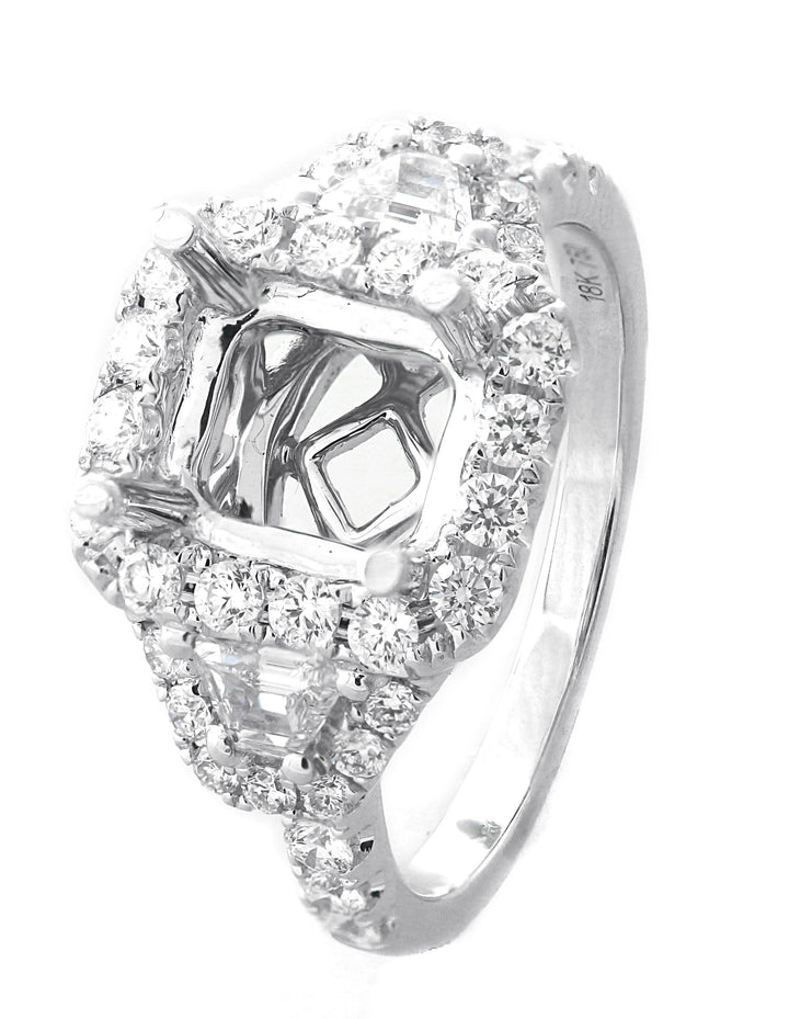 18kt White Gold Diamond Halo Semi Mount