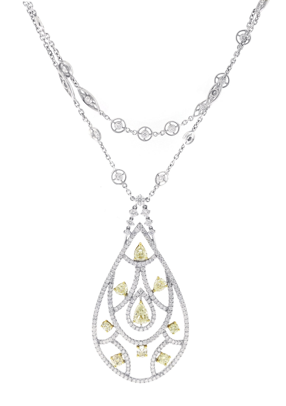 18kt White Gold Yellow Diamond Necklace