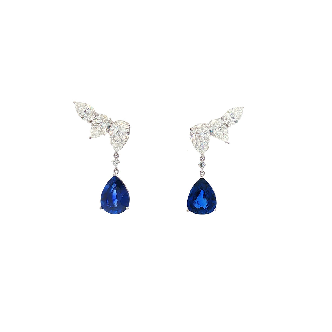 18kt White Gold GIA Certified Diamond And Blue Sapphire Earring