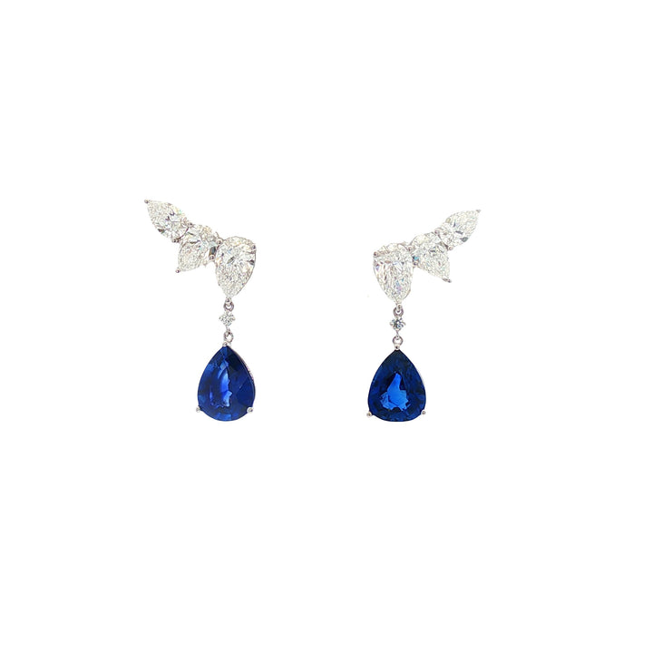 18kt White Gold GIA Certified Diamond And Blue Sapphire Earring