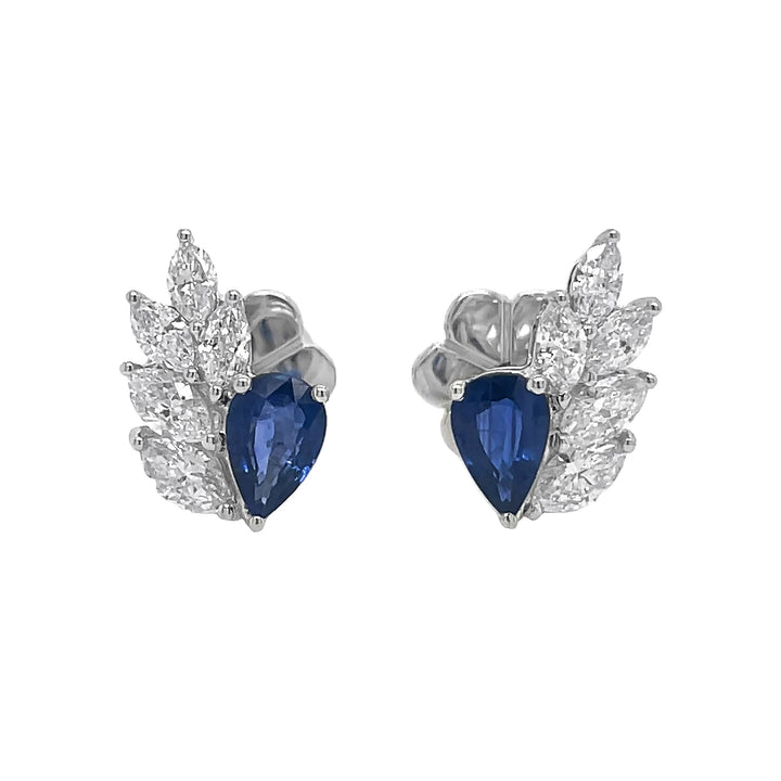 18kt White Gold Diamond And Sapphire Earrings