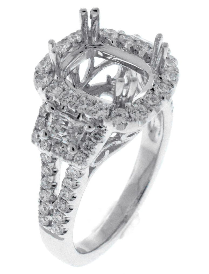 18kt White Gold Diamond Halo Semi Mount