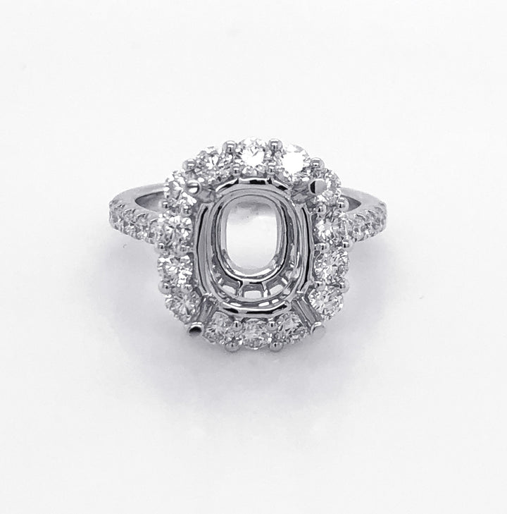 18kt White Gold Diamond Halo Semi Mount
