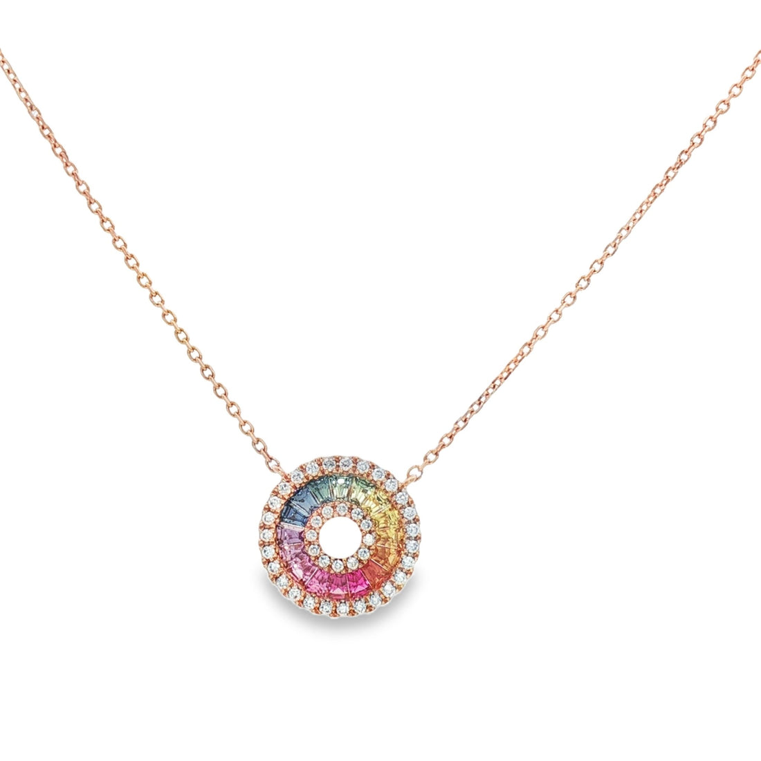 18kt Rose Gold Diamond And Sapphire Pendant