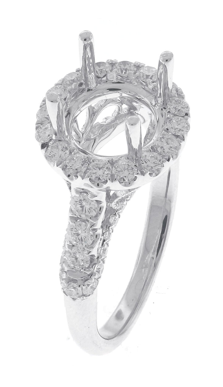 18kt White Gold Diamond Halo Semi Mount