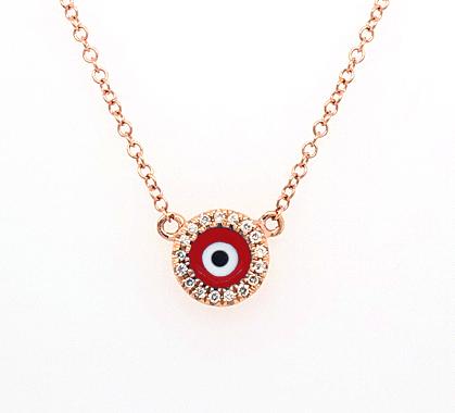 14kt Rose Gold Diamond Evil Eye Necklace