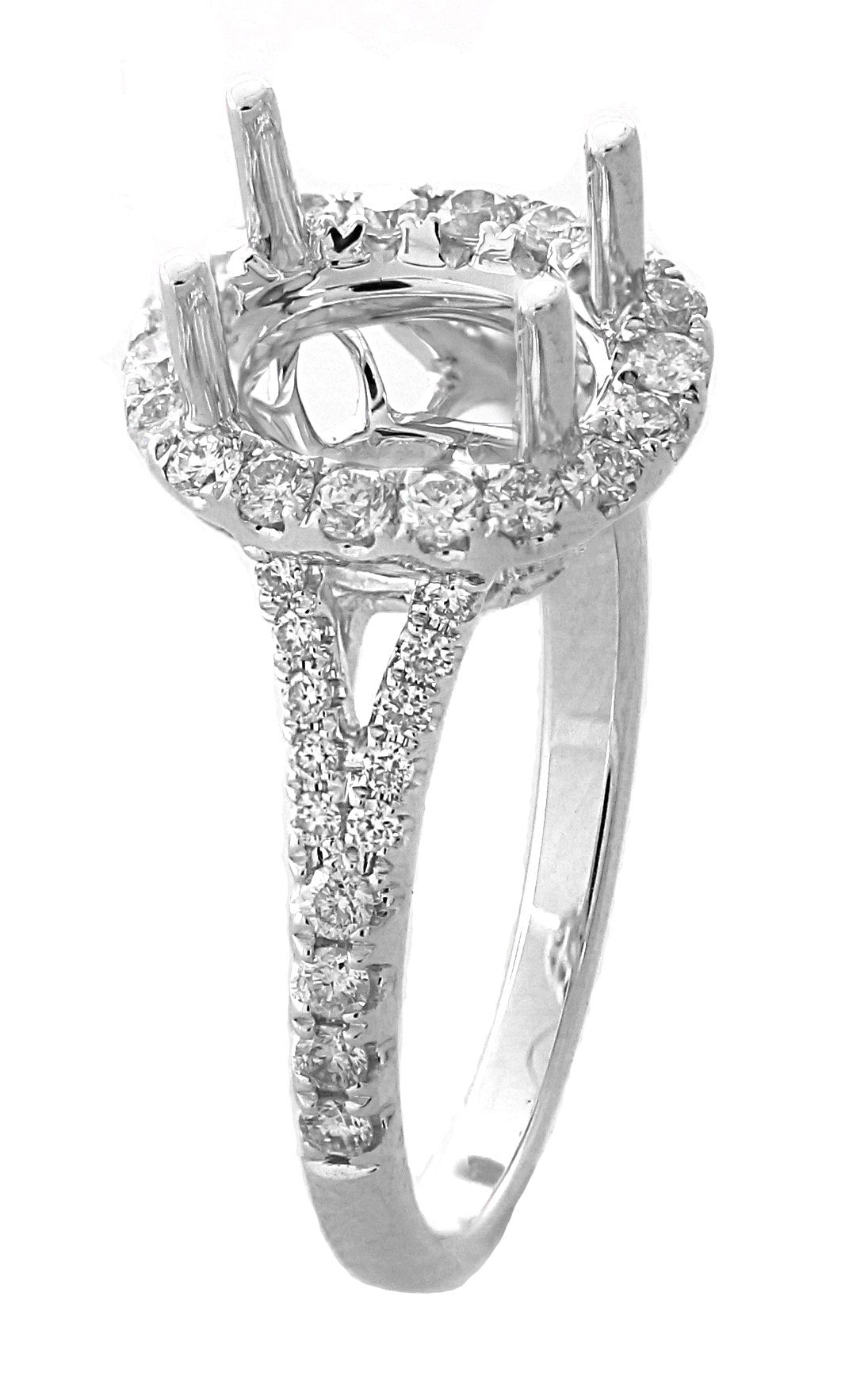 18kt White Gold Diamond Halo Semi Mount