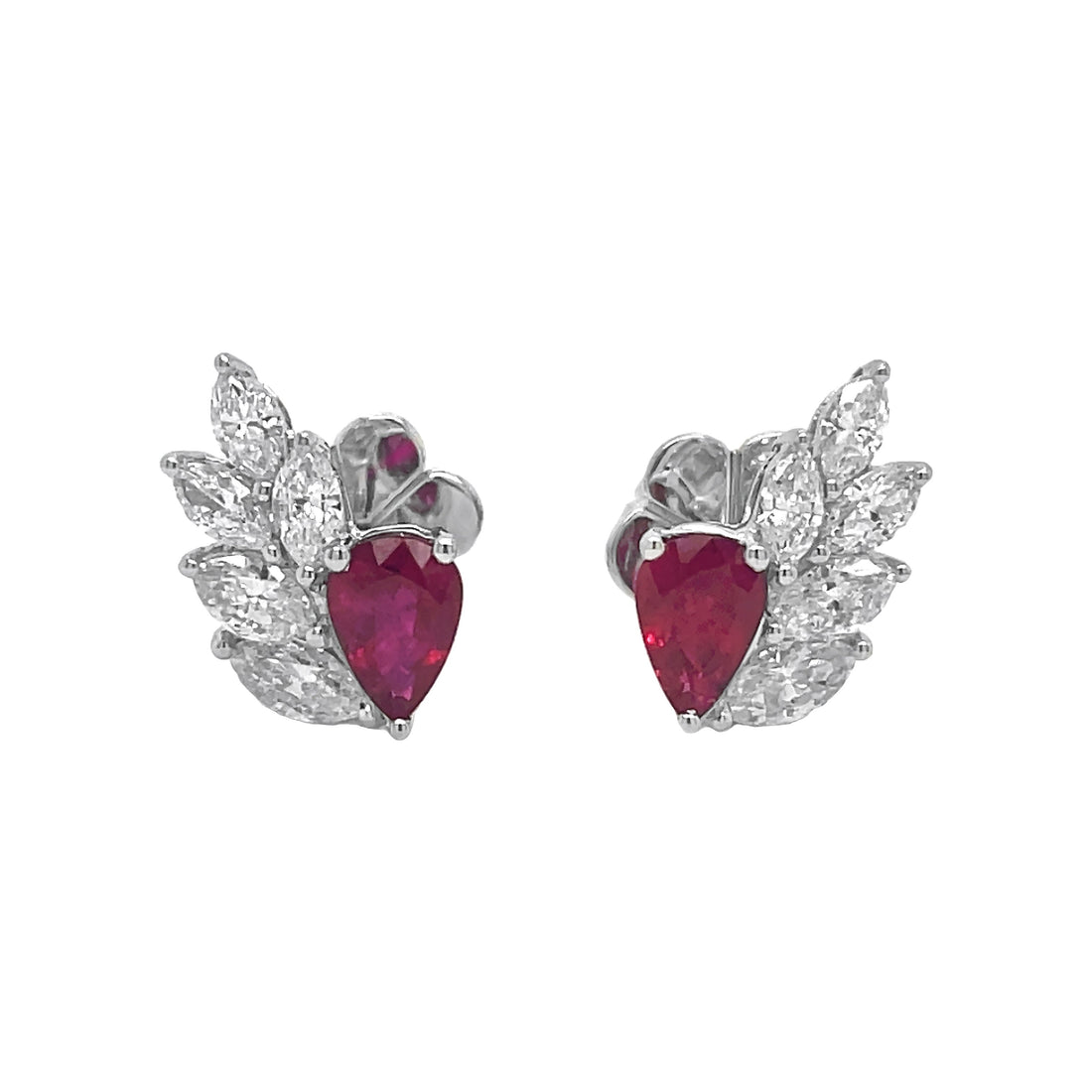 18kt White Gold Diamond And Ruby Earrings