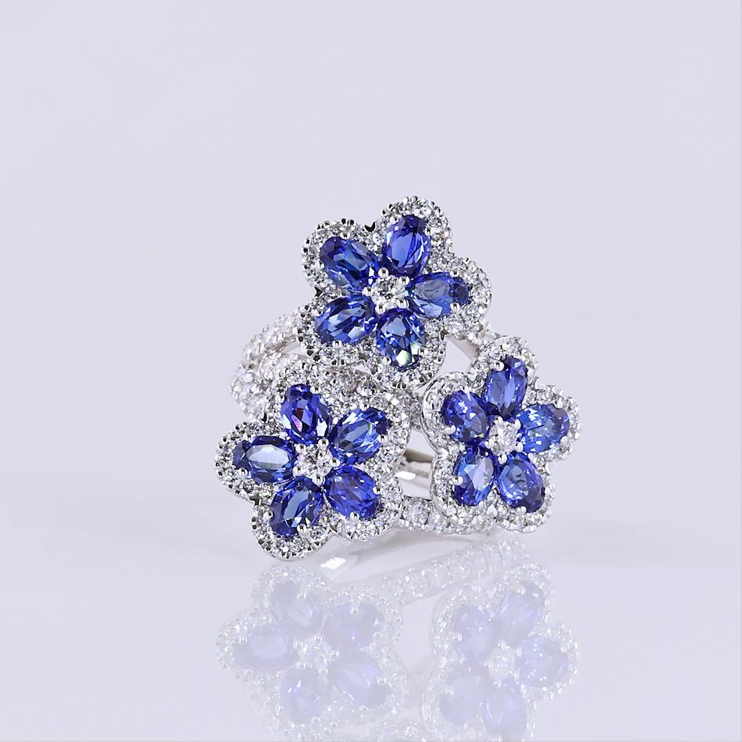 14kt White Gold Lab Diamond And Blue Sapphire Ring
