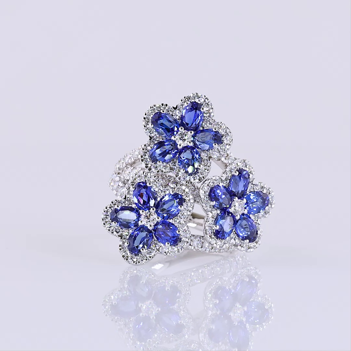 14kt White Gold Lab Diamond And Blue Sapphire Ring