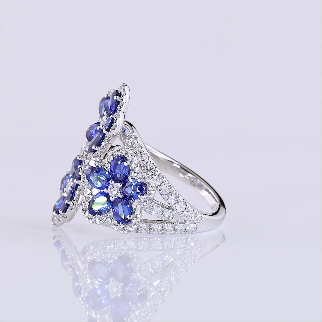 14kt White Gold Lab Diamond And Blue Sapphire Ring