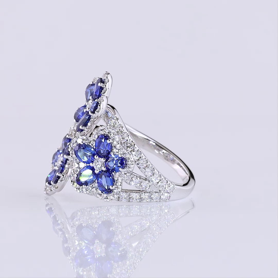 14kt White Gold Lab Diamond And Blue Sapphire Ring