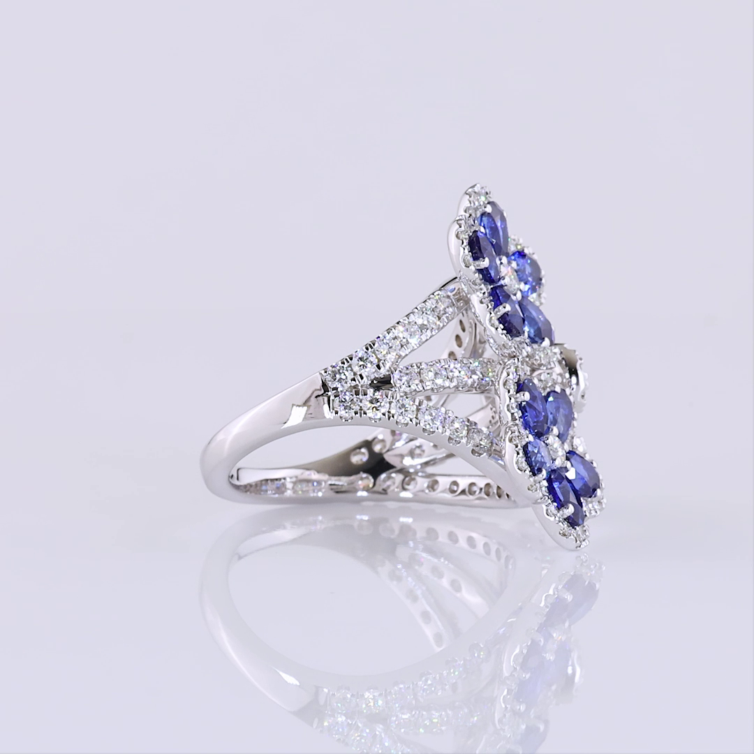 14kt White Gold Lab Diamond And Blue Sapphire Ring