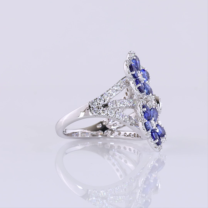 14kt White Gold Lab Diamond And Blue Sapphire Ring
