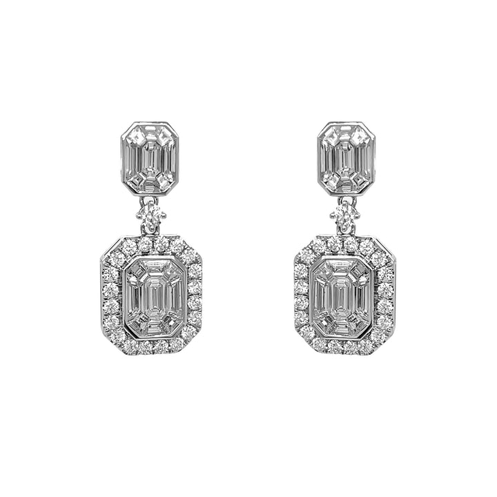 18kt White Gold Diamond Dangling Earrings