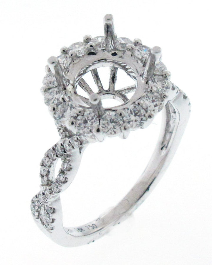 18kt White Gold Diamond Halo Semi Mount