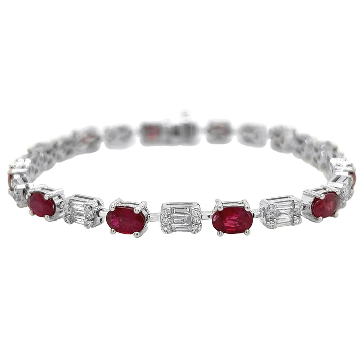 18kt White Gold Diamond And Ruby Bracelet
