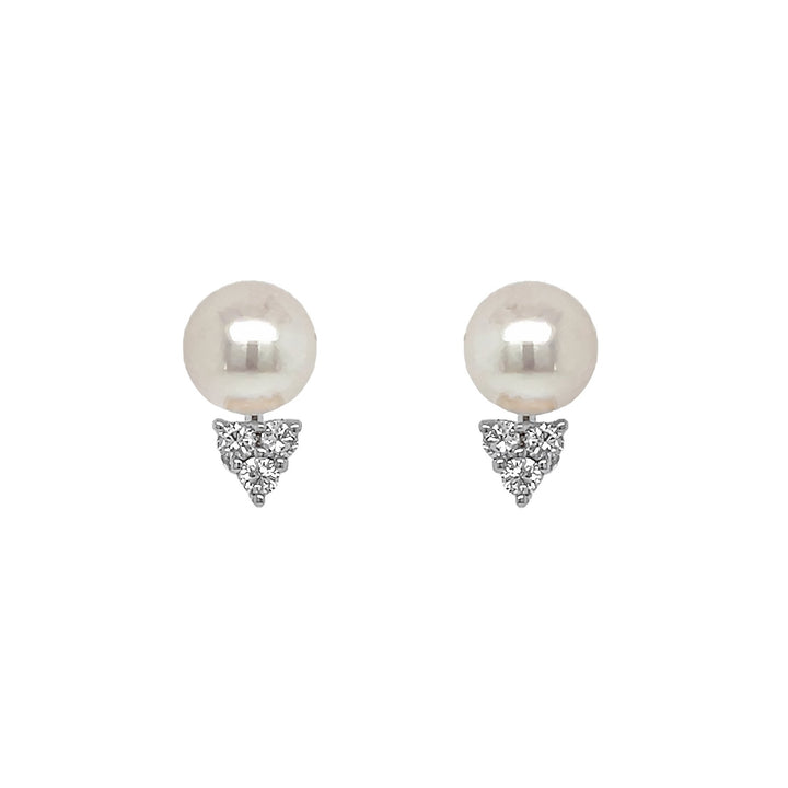18kt Yellow Gold Diamond And Pearl Earrings