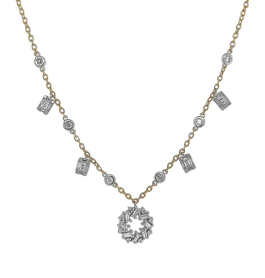 18kt Yellow and White Gold Diamond Necklace
